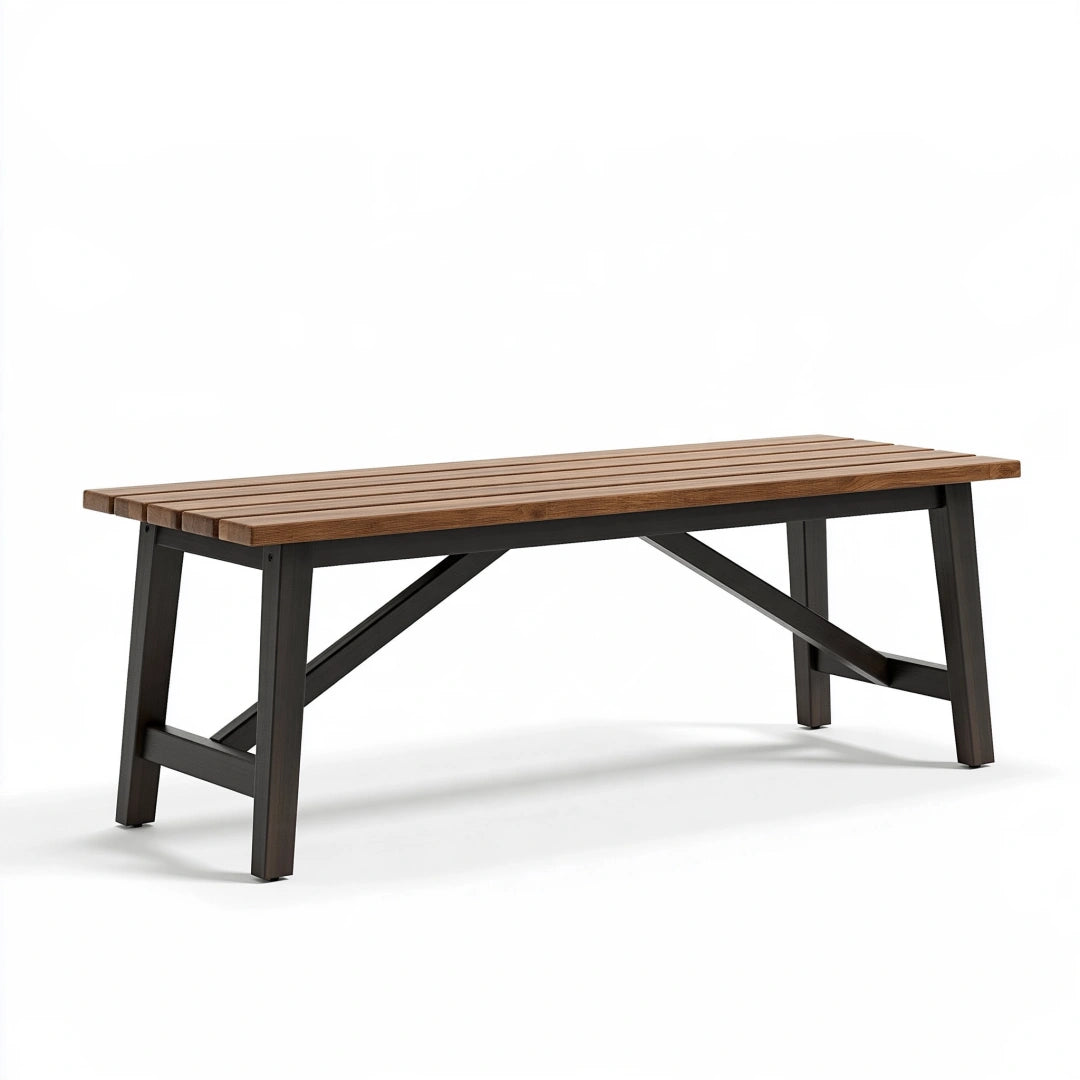Panca 120 x 35 x 45 cm in legno marrone e metallo nero stile industriale