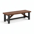 Panca da esterno 180 x 40 x 45 cm in legno marrone e metallo nero - stile industriale