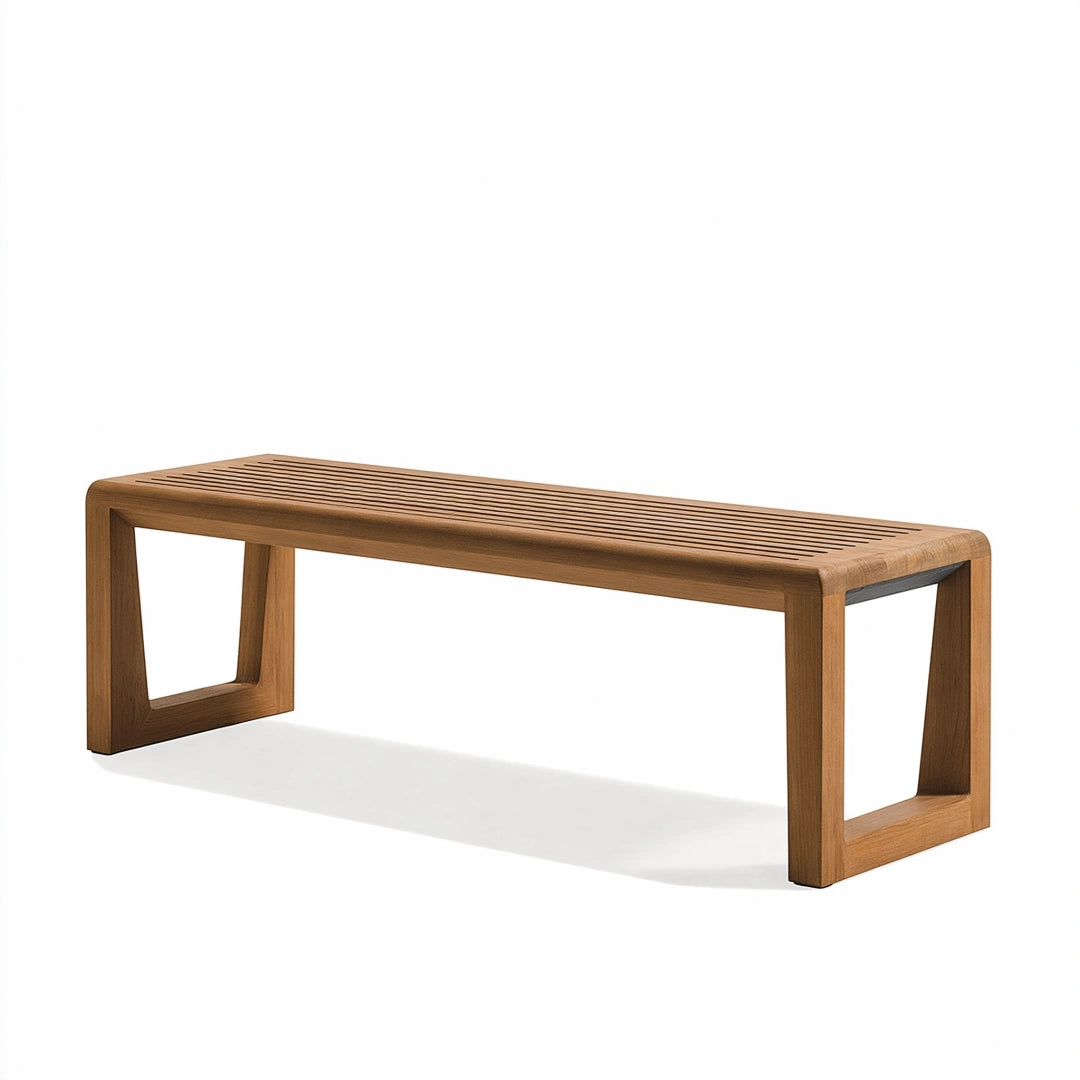 Panca da giardino 160 x 45 x 45 cm in legno marrone con seduta a doghe