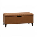 Panca contenitore 120 x 45 x 48 cm in similpelle marrone - imbottita con coperchio