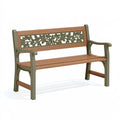 Panca da giardino 122 x 60 x 88 cm in metallo verde e marrone con schienale decorativo
