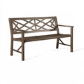 Panca da giardino 122 x 61 x 88 cm in acciaio marrone con schienale intrecciato