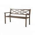 Panca da giardino 122 x 61 x 88 cm in acciaio marrone con schienale decorativo