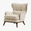 Poltrona 85 x 90 x 105 cm in tessuto beige con gambe in legno stile classico