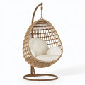 Poltrona sospesa 105 x 105 x 195 cm in rattan naturale con struttura marrone - seduta boho da interno