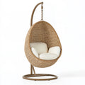 Poltrona sospesa 105 x 105 x 195 cm in fibra intrecciata naturale con struttura in metallo per relax stile boho