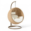 Poltrona sospesa 105 x 105 x 195 cm in vimini beige con struttura in acciaio - stile boho per interni