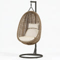 Poltrona sospesa 105 x 95 x 195 cm in rattan sintetico beige con struttura in metallo per esterno