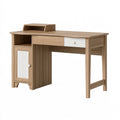 Scrivania 120x60x90 cm in legno effetto rovere naturale e bianco con cassetti e vano contenitore