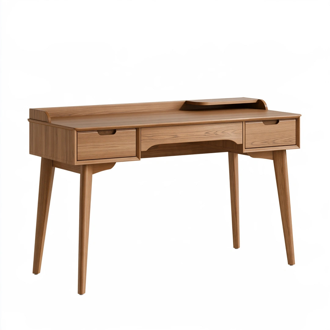 Scrivania 120 x 60 x 90 cm in legno marrone con 2 cassetti stile retrò