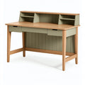Scrivania 120 x 60 x 100 cm in legno marrone e verde salvia con cassetti e ripiani stile moderno