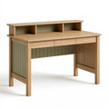 Scrivania 120x60x90 cm in legno effetto rovere e verde con 3 cassetti e ripiano