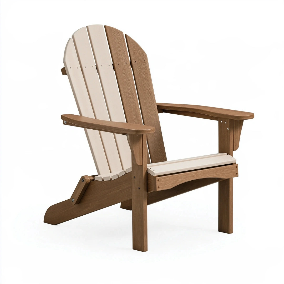 Sedia da giardino Adirondack 83 x 76 x 95 cm in legno marrone e beige con schienale inclinato