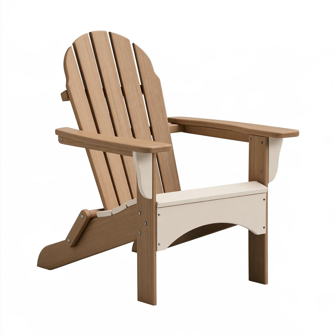 Sedia da giardino Adirondack 78 x 88 x 98 cm in plastica effetto legno marrone/beige con braccioli stile rustico